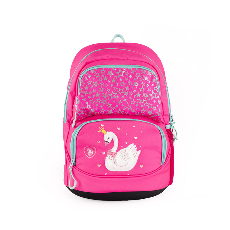 Reflective swan pink girls school backpack with cooler bag 201901006B