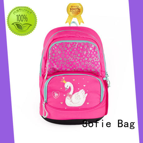 Reflective swan pink girls school backpack with cooler bag 201901006B