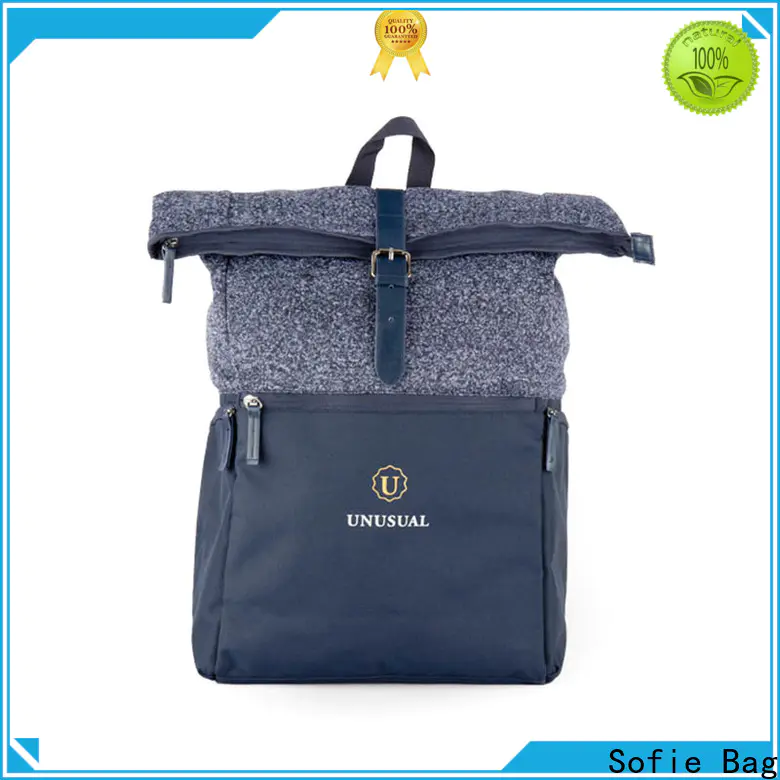 Sofie knitted fabric canvas backpack customized for school