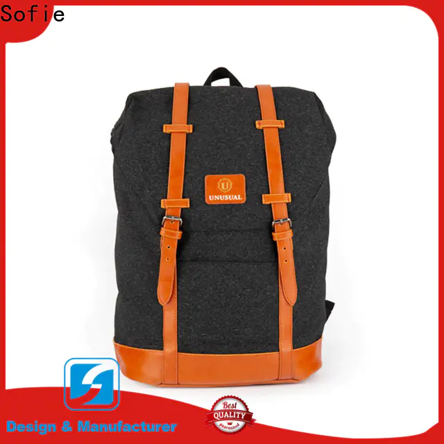 PU leather handle backpack customized for school
